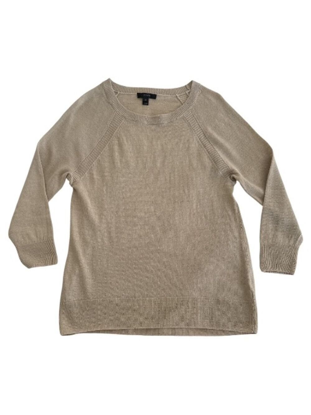J.CREW Beige Linen Crew Neck Sweater Size XS - Picture 2 of 9